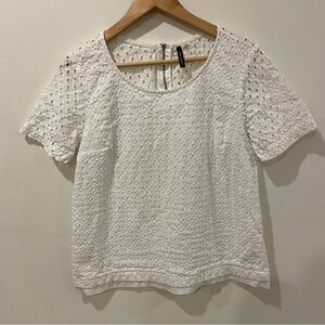 White eyelet shirt size medium Amanda Green short sleeve top